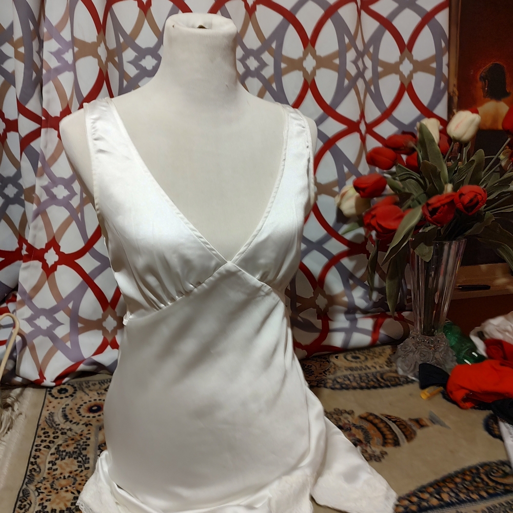 Elegant White Satin Nightgown